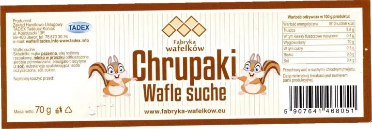 Wycofanie wafli suchych, do produkcji których wykorzystano mleko w proszku zanieczyszczone Salmonella Anatum 3