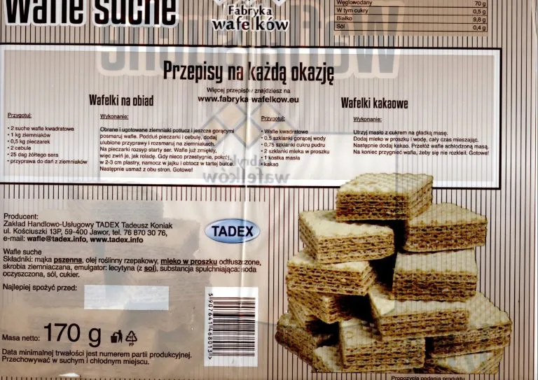 Wycofanie wafli suchych, do produkcji których wykorzystano mleko w proszku zanieczyszczone Salmonella Anatum 4