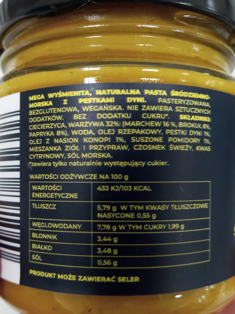 Pasta warzywna śródziemnomorska z pestkami dyni Mega Vega