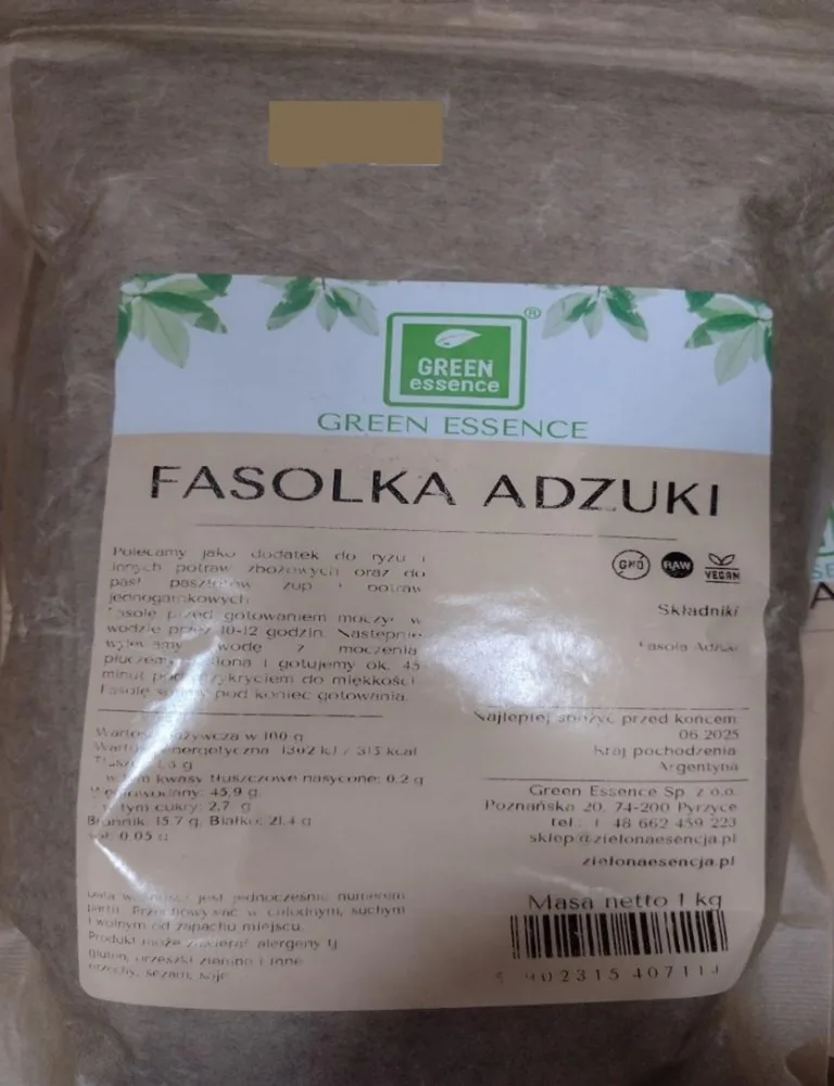 Zdjęcie etykiety produktu - fasolki adzuki