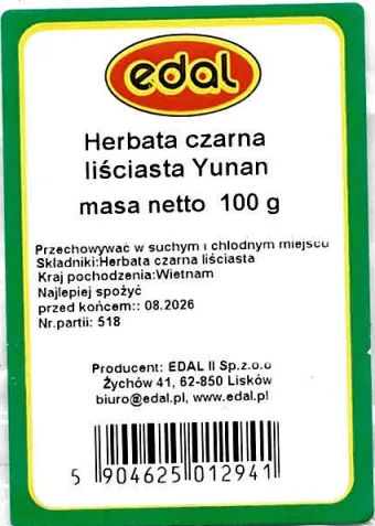 Herbata czarna opakowanie