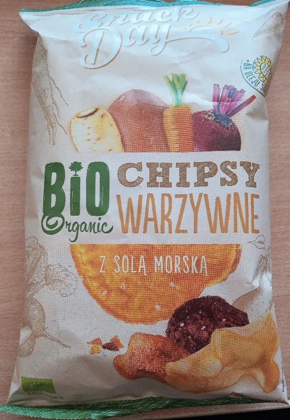 Chipsy warzywne z solą morską opakowanie przód