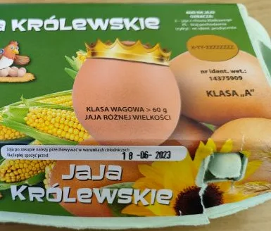 Produkt – Jaja Królewskie klasa A, klasa wagowa>60 g; jaja różnej wielkości