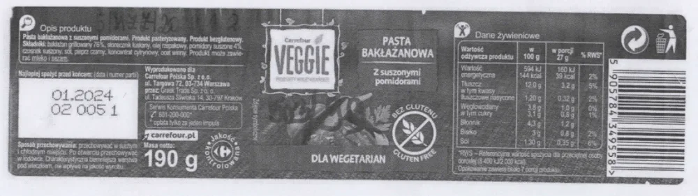 Pasta bakłażanowa z suszonymi pomidorami