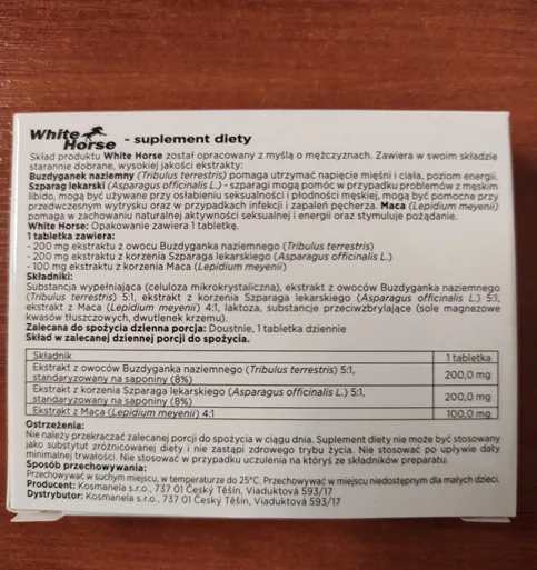 Opakowanie produktu Suplement diety White Horse