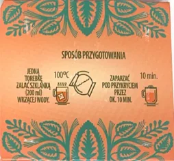 Opakowanie herbatki ziołowej Pokrzywa, Zielnik Polski, 20 torebek widok z boku